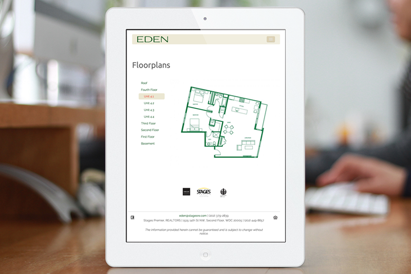 Visitors can browse floorplans for each unit in the project.
